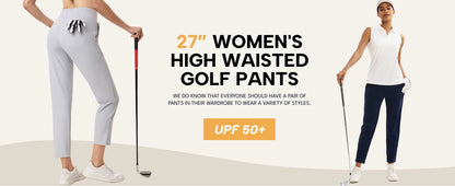 TACVASEN UPF 50+ Golf Pants Women's Lightweight Quick Dry Stretch Pants High Waisted Work Athletic Casual Pants 5 Pockets
