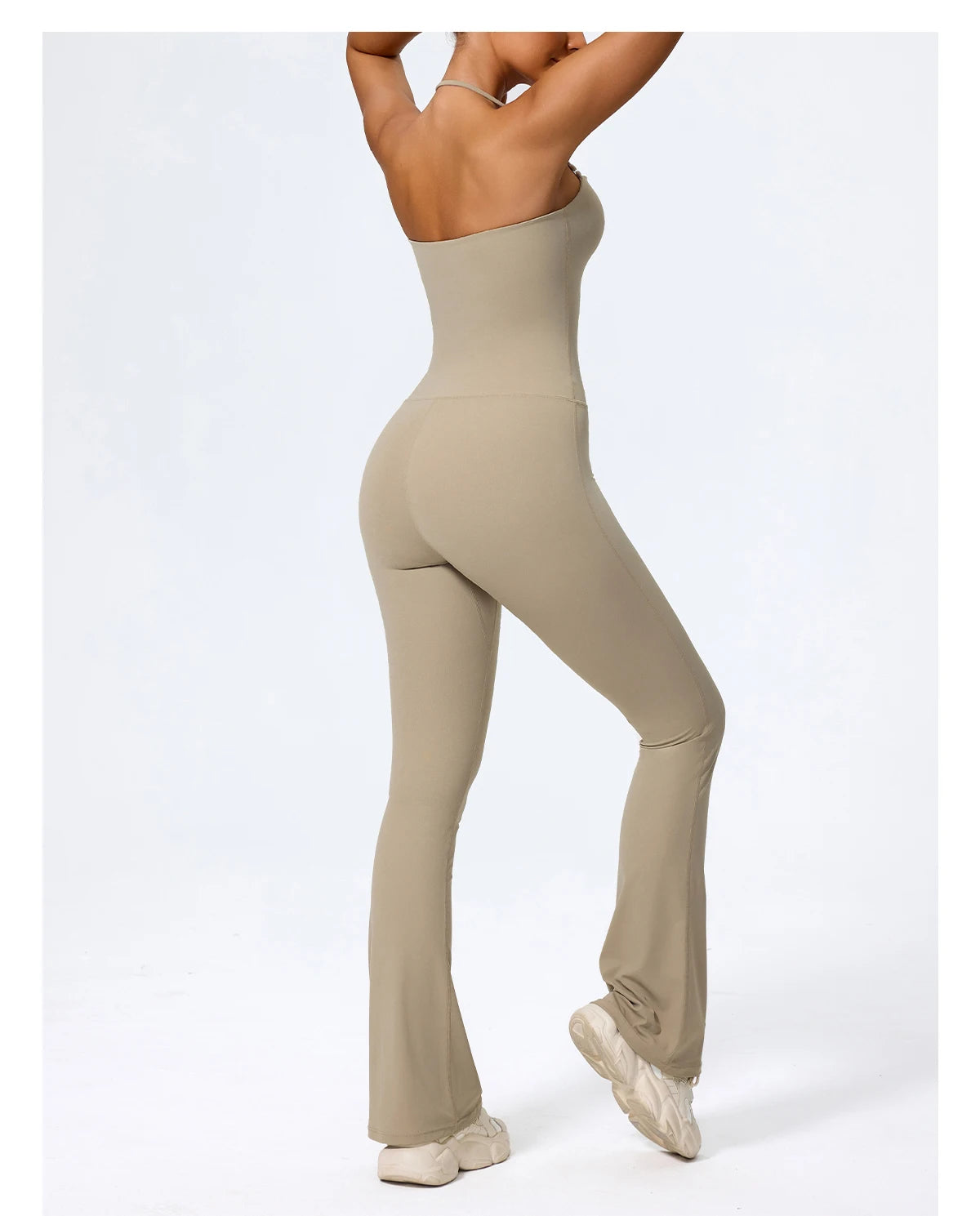 New Summer Women Sleeveless Hang Neck Jumpsuit Backless Flared Activewear Female Yoga Clothes Sport Outfit For Woman Overalls