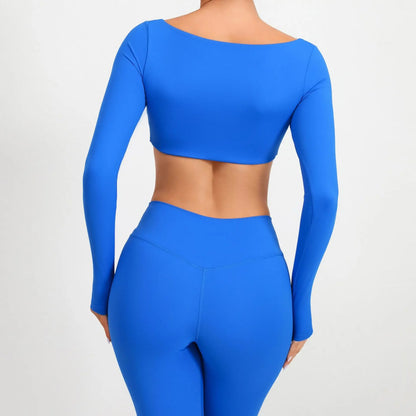 Women Yoga Shirts Crop Top Sexy Long Sleeves Shirts for Women Yoga Sports Fitness Sport Gym Clothes Running Push Up Workout Tops