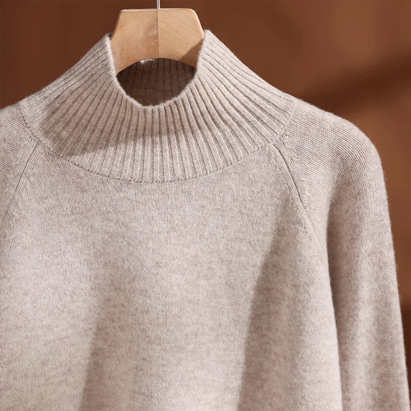 CHICUU Women's 100% Wool Sweater Pants Set Thick Mock Neck Pullover Wide Leg Pants Autumn Winter Warm Casual Wool Knitwear Suit