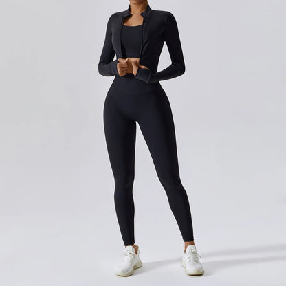 3PCS Yoga Set Gym Clothes 2 PCS Sportswear Women Yoga Suits Fitness Set women's Tracksuits Sports Jacket Long Sleeve Gym Legging