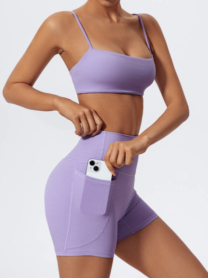 Summer Women Two Piece Gym Workout Set Female Bra Yoga Sets 2ps Shorts Fitness Wear Women Quick-Dry Camisole Sports Bra Suits