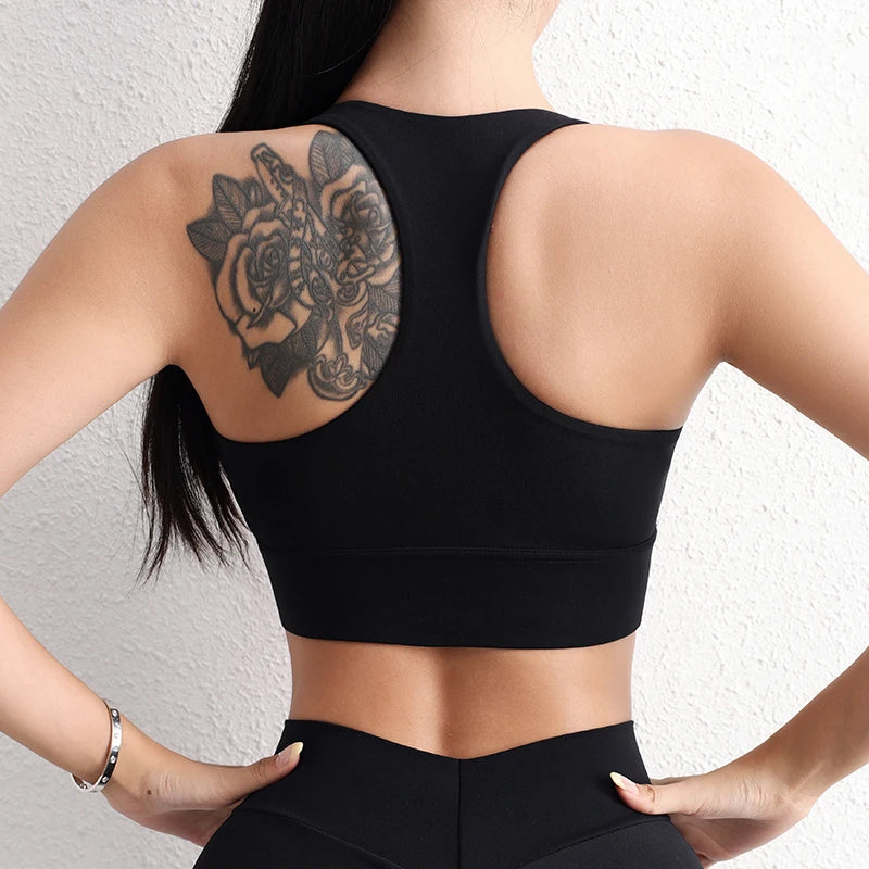 SOISOU Halter Neck Yoga Crop Top Bra Gym Sport Sexiest Bra Chest Pad Removable Elastic Tight Breathable Top Women 6 Colors