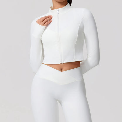 Summer Women Gym Zipper Long Sleeve Jacket Outdoors Workout Yoga Top Female Slim tight Clothes Women Quick-Dry Sportswear
