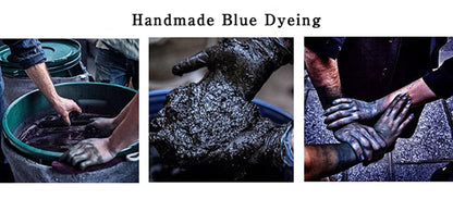 Vintage Indigo Print Shirt Men Summer New Blue Dyed Cuban Lapel Short Sleeve Single Breasted Shirt Cotton Casual Cardigan Tops