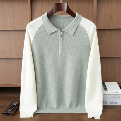 100% Cashmere Polo Sweater Autumn Winter Basic Smart Casual Long Sleeve Men's Pullover Cashmere Knitwear Soft Comfy Clothing Top