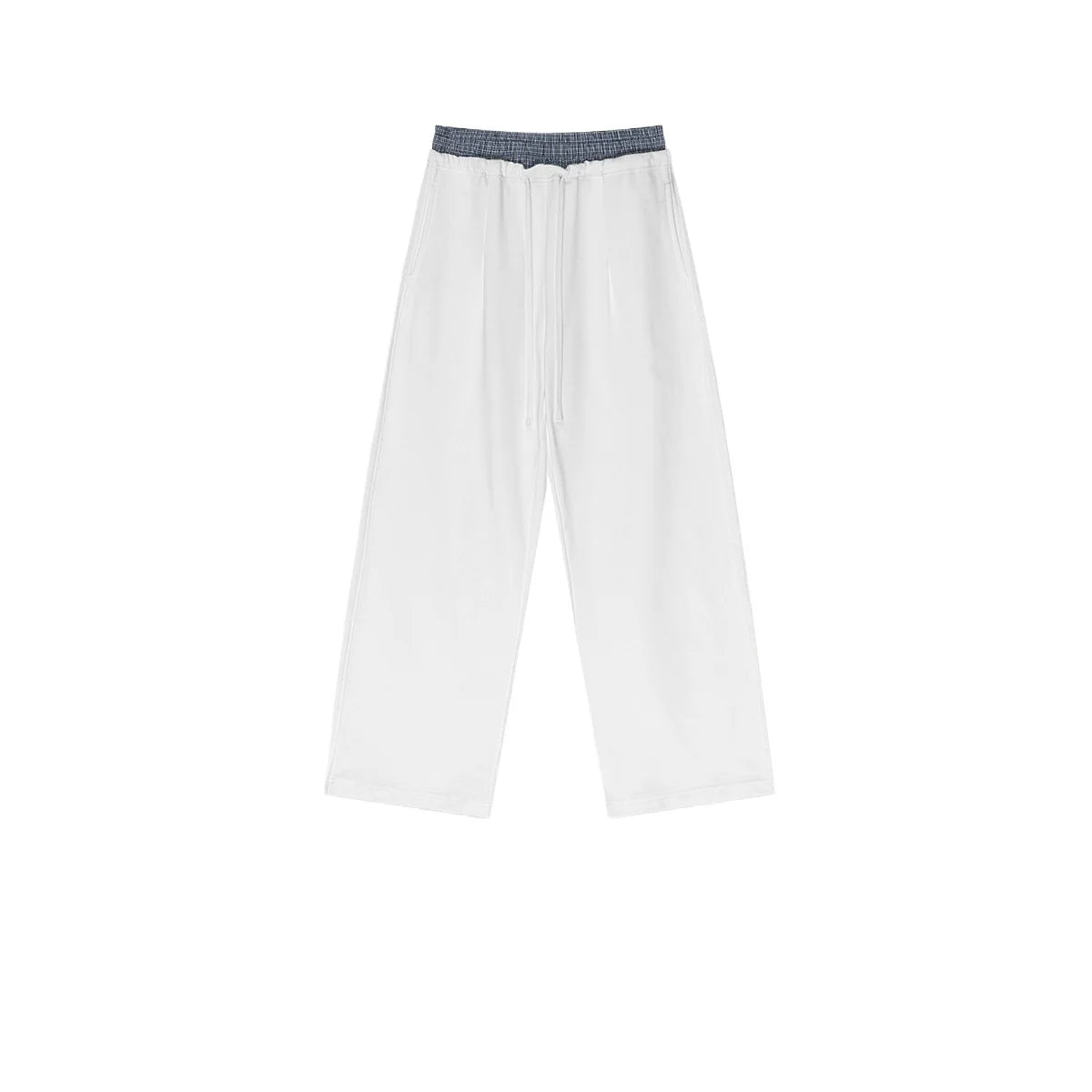 Custom LOGO Men's 2025 Summer 280G American Neutral Wind Splicing Double Waist Wide Leg Pants Sports Straight Couple Sweatpants