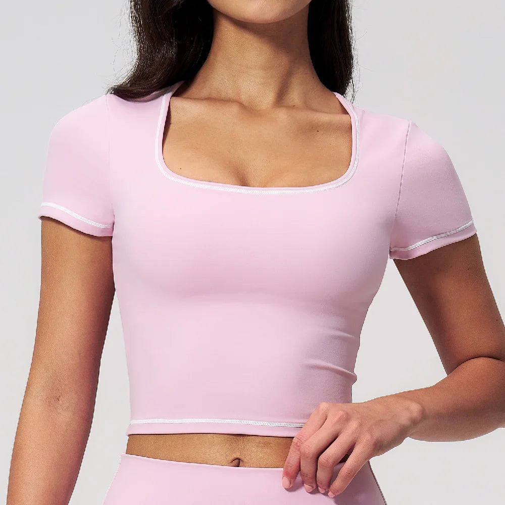Yoga Shirts Women Sports T-Shirts Fitness Yoga Short Sleeve Gym Workout Top Running Active Shirts Female Push Up Sports T-shirts