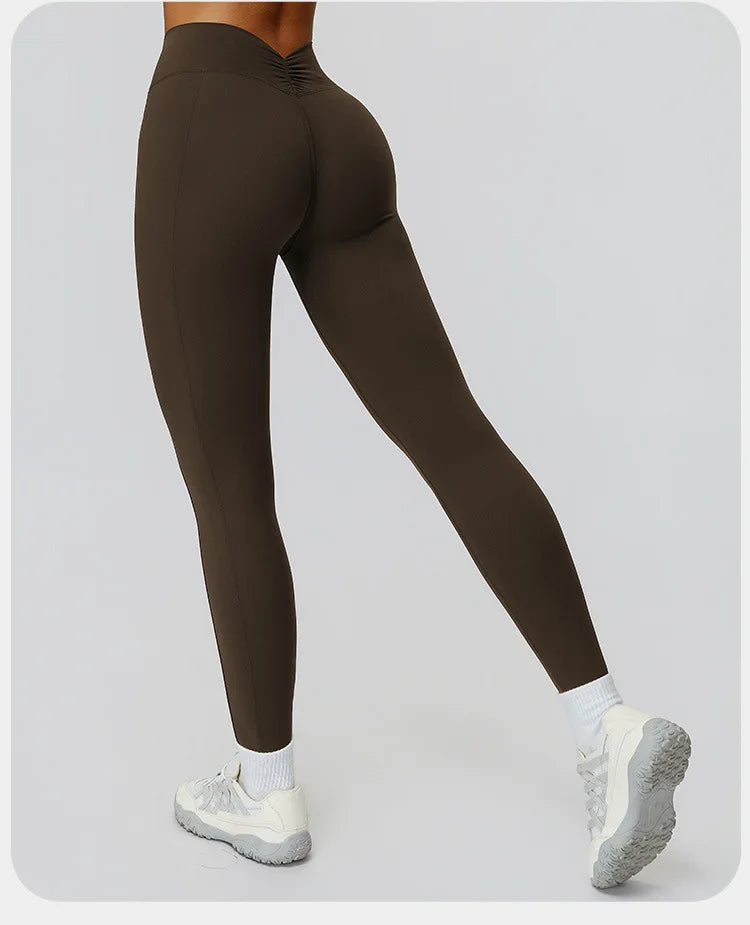 Customized LOGO women's yoga trousers high waist pleated leggings outdoor running sports fitness trousers