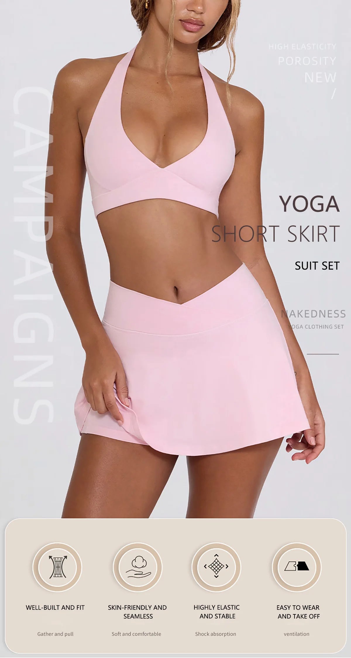 Summer Women Chest Padding And High Elasticity Bra Set 2Pcs Tennis Skirt Sportswear Female Golf Suits Sport Outfit For Woman