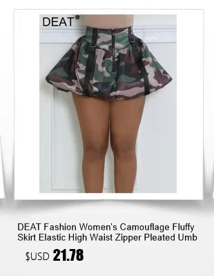 DEAT Fashion Casual Cargo Shorts Women's Khaki Lace Pocket Trim High Waist Daily Streetwear Hot Pants Summer New 7A3928