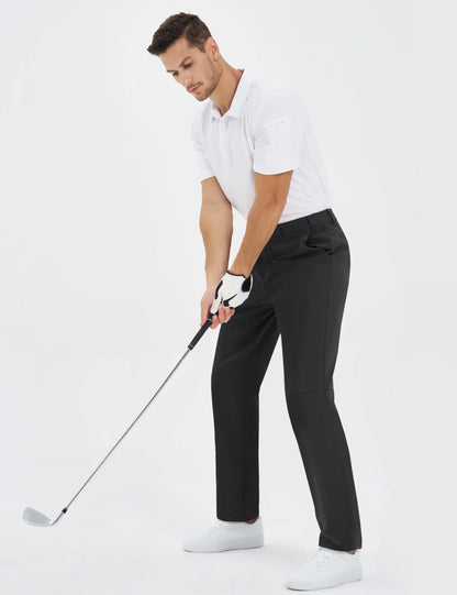 TACVASEN Winter Golf Pants for Men Fleece Lined Work Business Casual Dress Slacks Water Resistant Stretch Warm Trousers