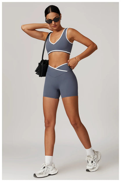V-Neck Sports Bra Women Top Push Up Sport Underwear Yoga Vest Gym Crop Top Brassiere Fitness Top Workout Breathable Beauty Back