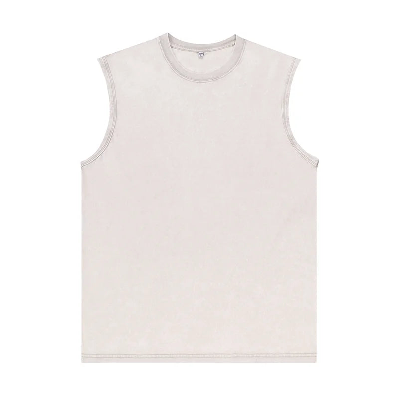 Customized Vest Street Fashion Sleeveless T-shirt Embroidery Logo 100% Cotton Shirt Printing Brand Sleeveless Vest Design