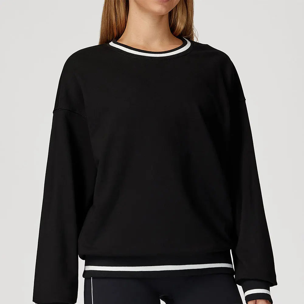 Women Long Sleeved New Winter Color Blocking Hoodie Outdoor Casual Running Sports Top Loose Round Neck Top Fashionable Hoodie