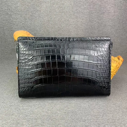 Authentic crocodile belly leather password lock handbag real crocodile leather men's business wrist bag card bag