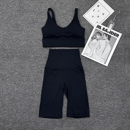 SOISOU Nylon Short Sets Womens Clothing Sports Bra Cycling Shorts Workout Set Women's Tracksuit Gym Yoga Sexy Outfit Women 2023