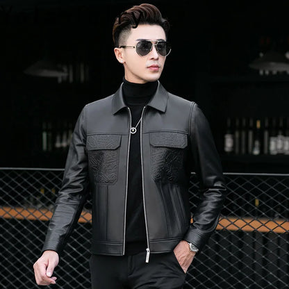 YOLANFAIRY Top Quality Real Sheepskin Genuine Leather Jacket Man Clothing Short Casual Leather Coat Soft Leather Jackets abrigos
