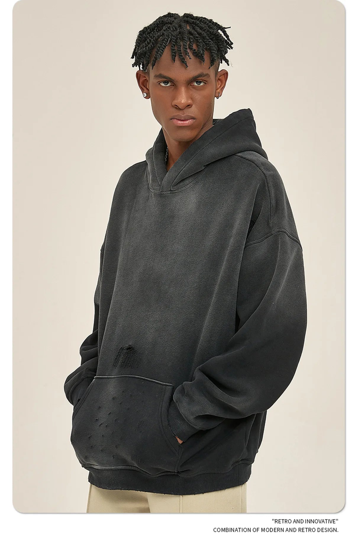 Custom LOGO2024 autumn winter men's women's new 360G cotton polyester spray horse washing water edging tide brand hooded sweater