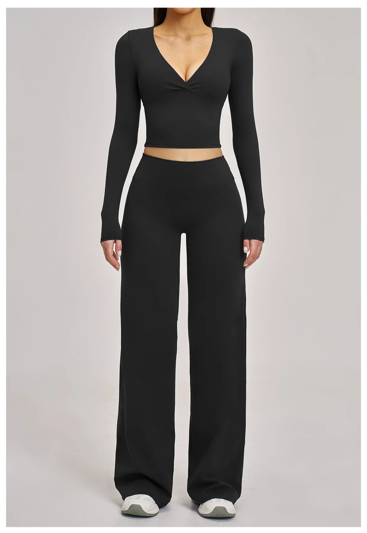 2PCS Yoga Set Women Tracksuits Workout Outfits Sportswear Gym Clothing Female Fitness Long Sleeve High Waist Leggings Yoga Suit