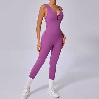 Seamless Yoga Jumpsuits Sports Fitness One-Piece Tight Sleeveless Beauty Back Workout Gym Running Training Bodysuits for Women
