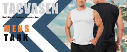 TACVASEN UPF 50+ TANK TOPS Quick Dry Sleeveless T-shirts Mens Summer Gym Fitness Running Tee Shirts Trainning tshirts Swimming
