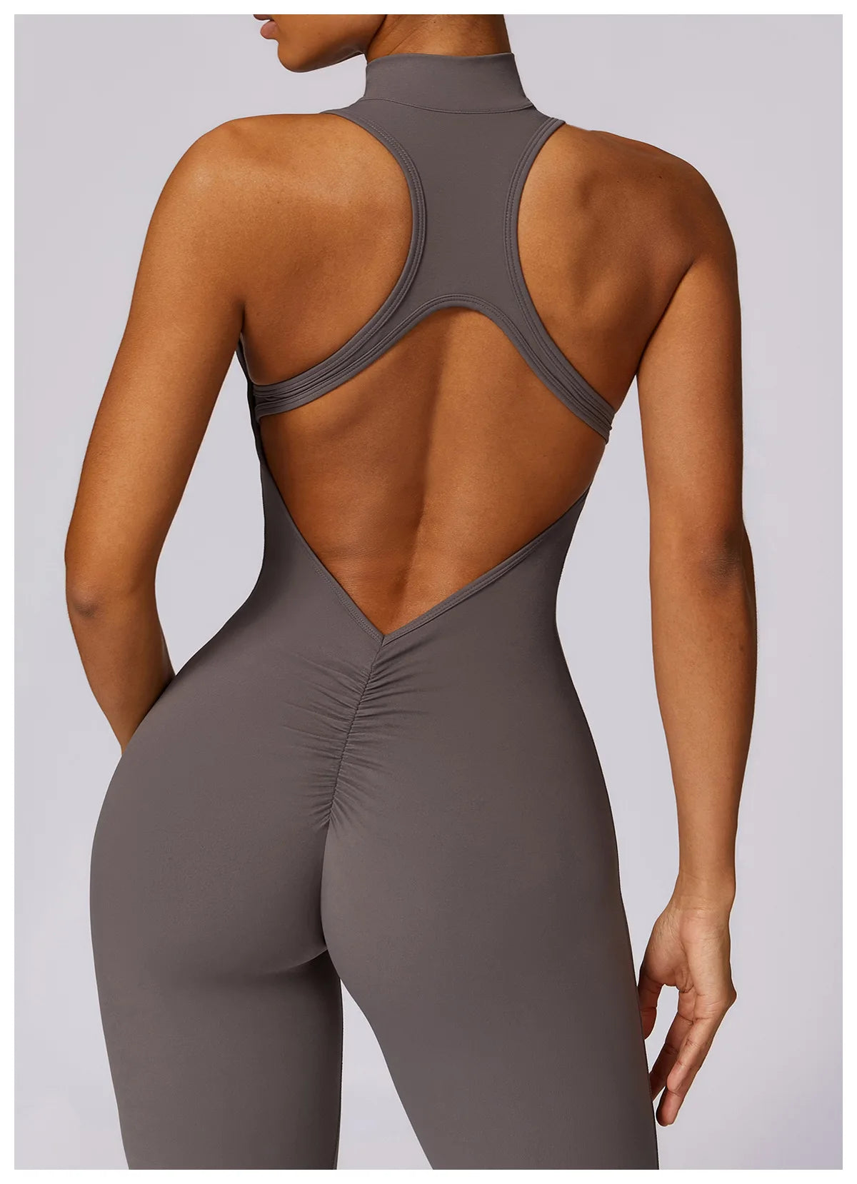 Summer V Back One-piece Suit Women Sports Jumpsuit Zippers Yoga Rompers Backless Sportswear Women Sleeveles Workout Bodysuits