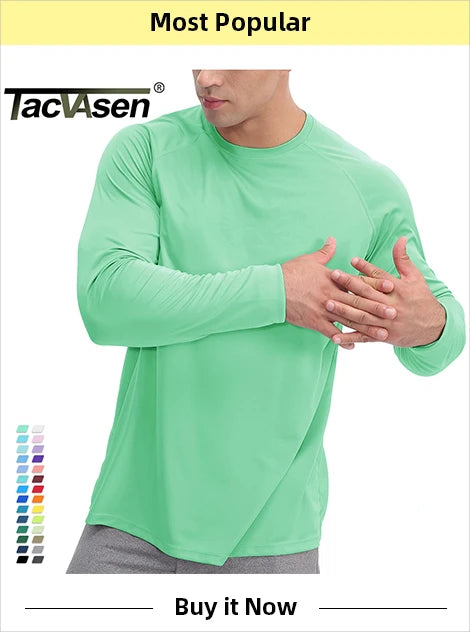 TACVASEN Quick Dry Long Sleeve Cargo Work Shirts with Pockets Mens Nylon Safari Hiking Shirts Button Down Shirts Clothes Males