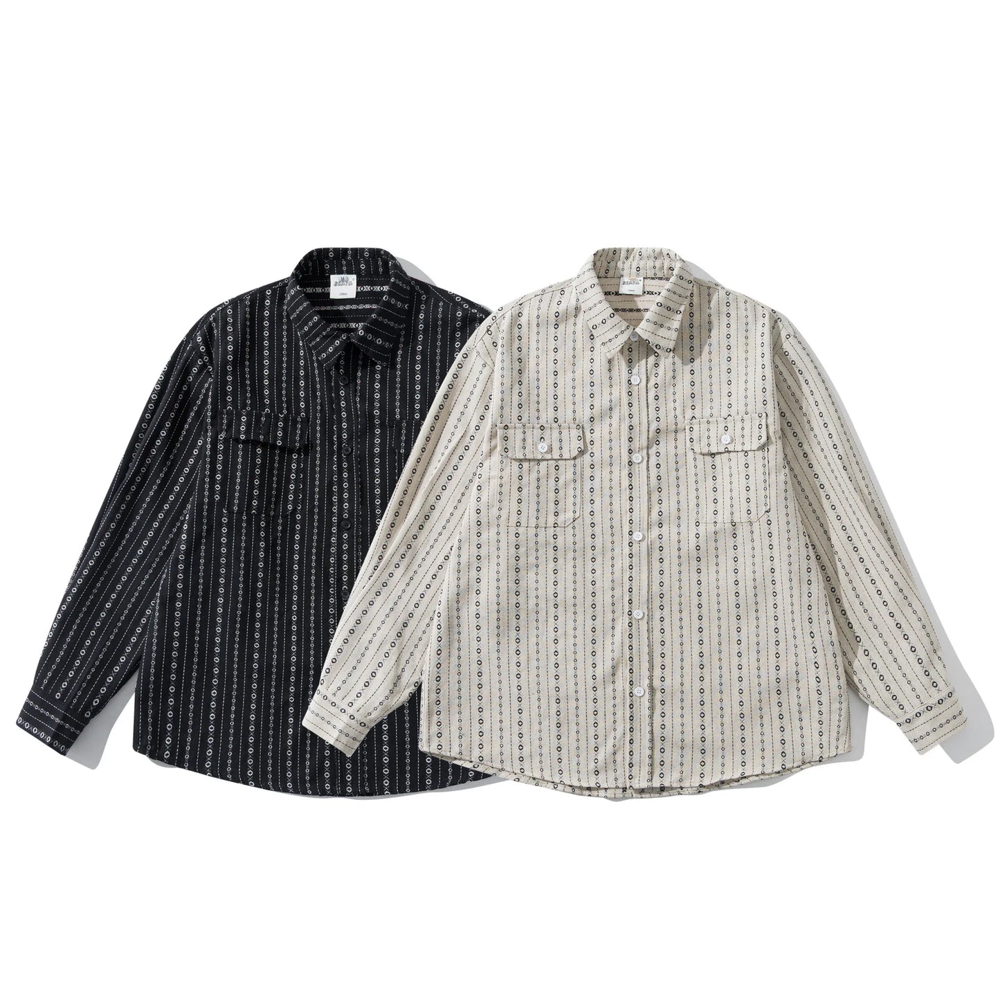 2026 New Japanese Retro Amekaji Ethnic Style Striped workwear shirt for men and women, loose artistic youth long sleeved shirt