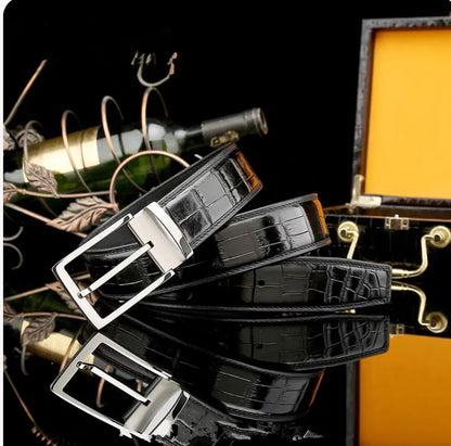 Men's real crocodile leather belt crocodile leather genuine leather luxury brand belt fashion men's belt buckle with suit pants
