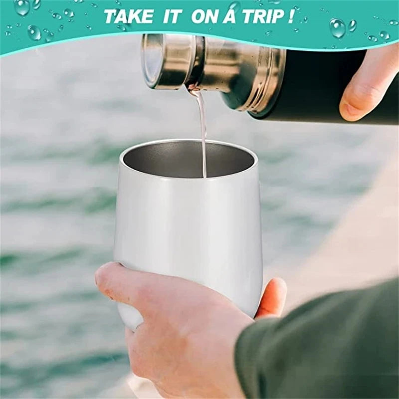 DIY Sublimation Wine Coffee Tumbler 12oz Cup Tube Shape Hot Cold Thermos Metal Glasses Container Seal Lid Wedding Party