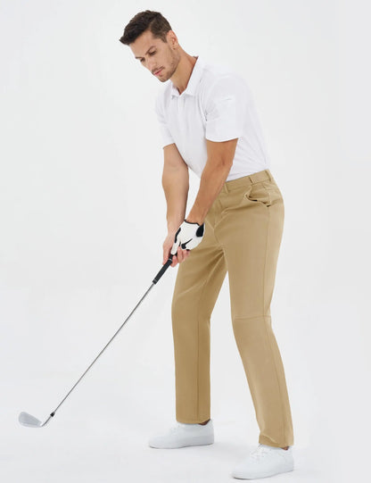 TACVASEN Winter Golf Pants for Men Fleece Lined Work Business Casual Dress Slacks Water Resistant Stretch Warm Trousers