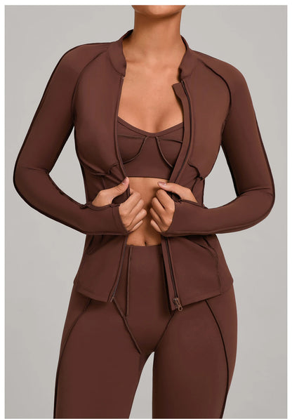 SWELTERING Women Yoga Shirts Sports Jacket Zip Fitness Long Sleeve Workout Cycling Shirts Gym Quick Dry Outdoor Top Sportswear