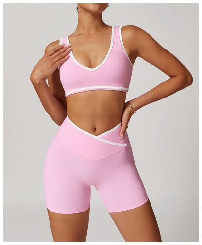 V-Neck Sports Bra Women Top Push Up Sport Underwear Yoga Vest Gym Crop Top Brassiere Fitness Top Workout Breathable Beauty Back