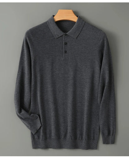 Men's Merino Wool Sweater Polo Collar Pullover Autumn Winter New Cashmere Knitwear Casual Loose Men's Shirts Tops Warm Soft