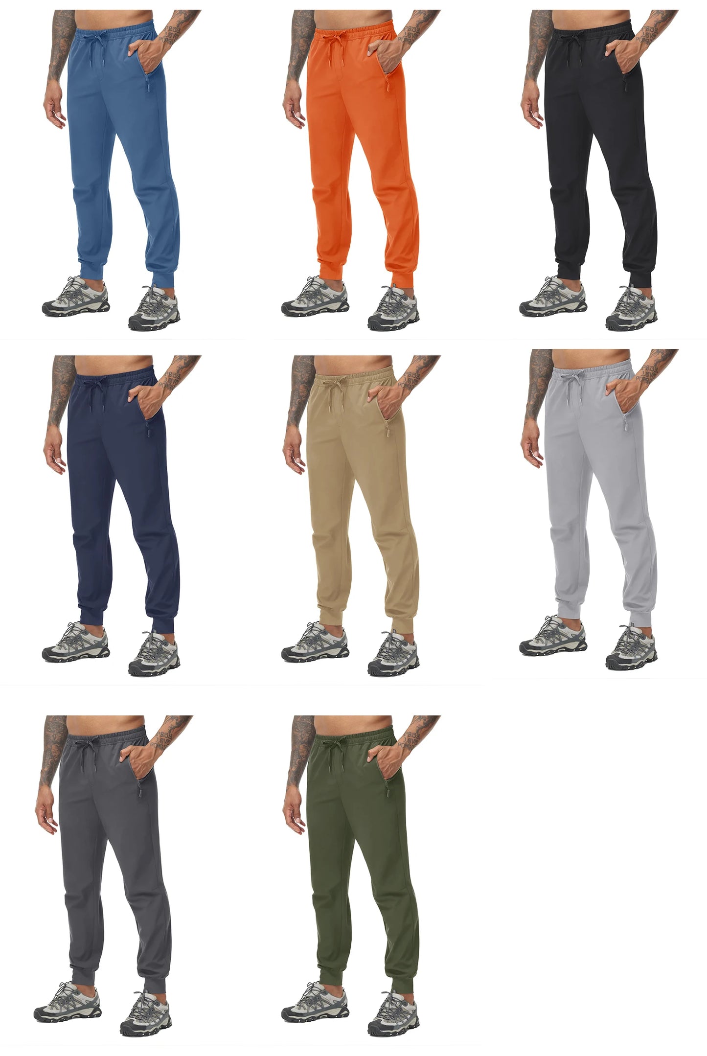 TACVASEN Summer Quick Dry Hiking Pants Mens Casual Zipper Pockets Sports Training Pants Outdoor Jogger Running Gym Work Trousers