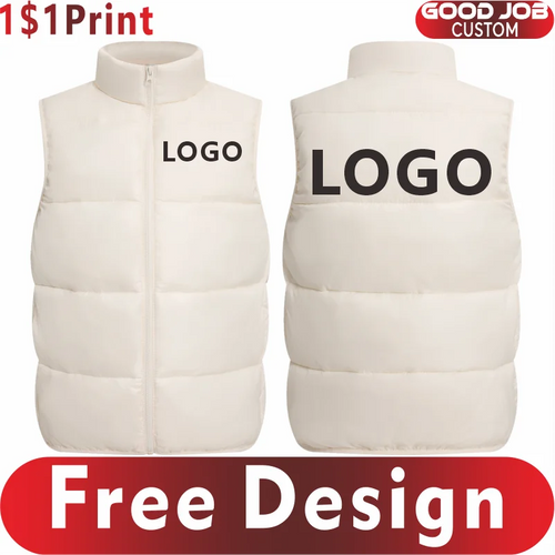Winter Warm Down Vest Custom Team Logo Casual Sleeveless Jacket Printing Pattern Chill -proof Coat Production Company Brand Text