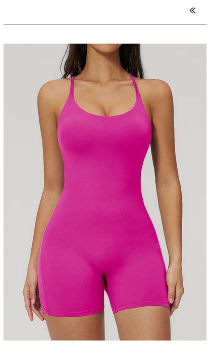 TRY TO BN Yoga Jumpsuit Shorts Cross Beautiful Back Sportswear Fitness Bodysuit One Piece Set Workout Running Gym Women Clothing