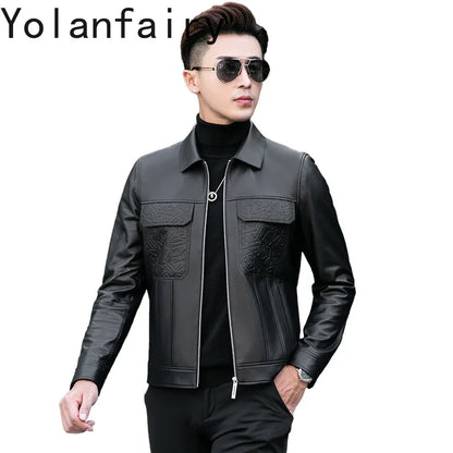 YOLANFAIRY Top Quality Real Sheepskin Genuine Leather Jacket Man Clothing Short Casual Leather Coat Soft Leather Jackets abrigos
