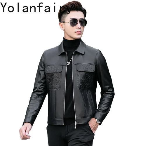 YOLANFAIRY Top Quality Real Sheepskin Genuine Leather Jacket Man Clothing Short Casual Leather Coat Soft Leather Jackets abrigos