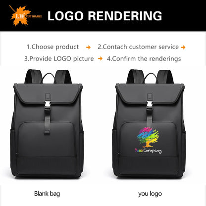 Personalized men's backpack with logo name fashionable women's backpack lightweight computer backpack company giftn