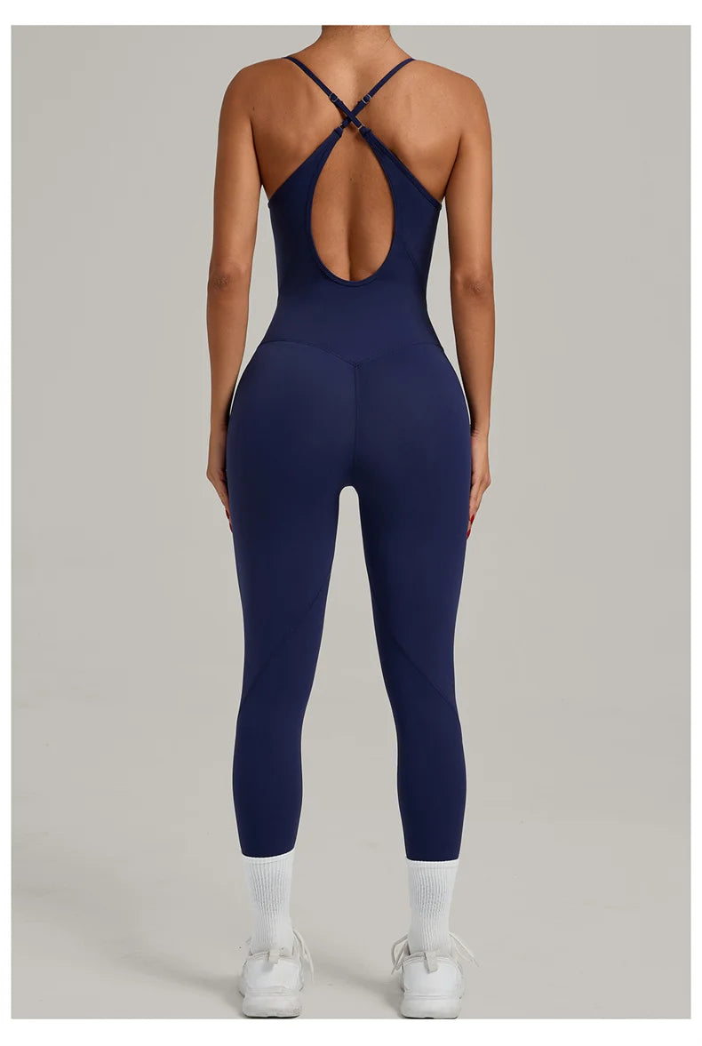 TRY TO BN Sports Jumpsuit Yoga Cross Adjustable Shoulder Straps Fitness Workout Bodysuit One Piece Sportswear Gym Women Clothing