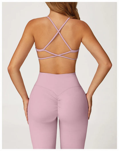 Women Cross Back Sports Underwear Breathable Yoga Bra Shockproof Fitness Top Gym Workout Underwear Female Sports Yoga Crop Top
