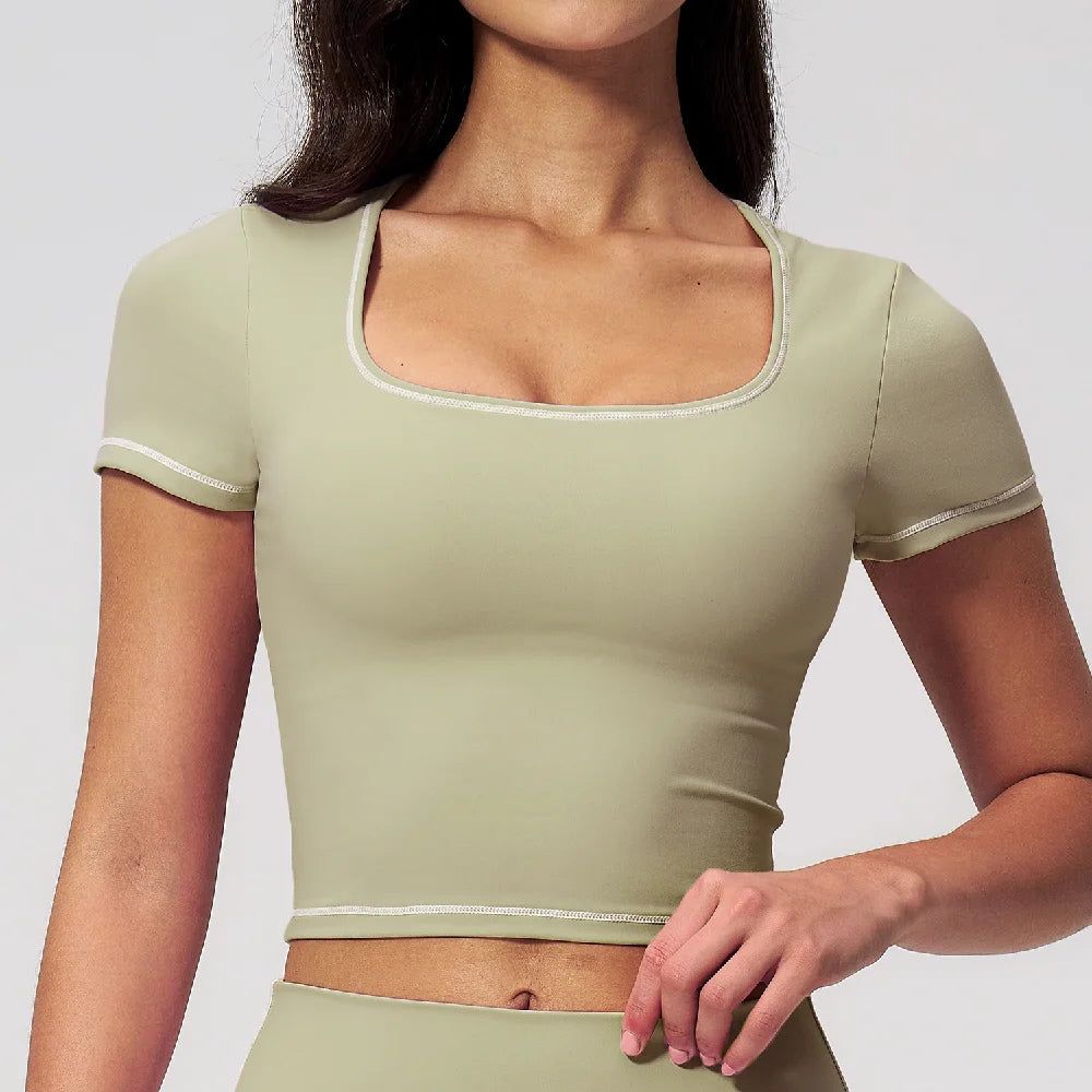 Yoga Shirts Women Sports T-Shirts Fitness Yoga Short Sleeve Gym Workout Top Running Active Shirts Female Push Up Sports T-shirts