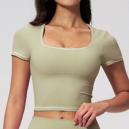 Yoga Shirts Women Sports T-Shirts Fitness Yoga Short Sleeve Gym Workout Top Running Active Shirts Female Push Up Sports T-shirts
