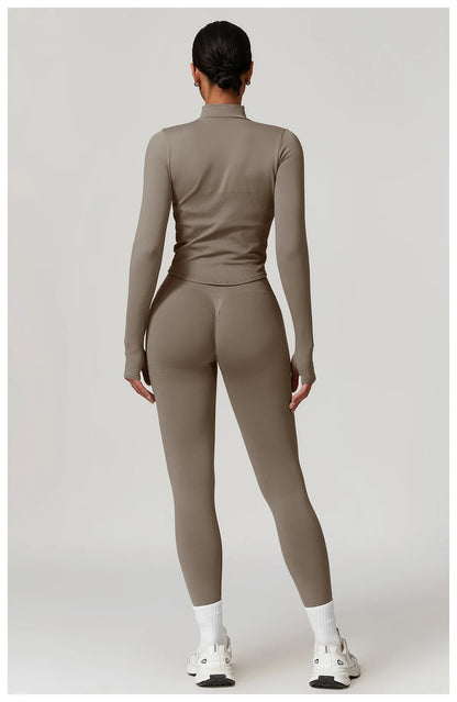 Seamless Athletic Wear Women's Clothes 2 Pieces Yoga Set Workout Sportswear Gym Clothing High Waist Leggings Fitness Sports Suit