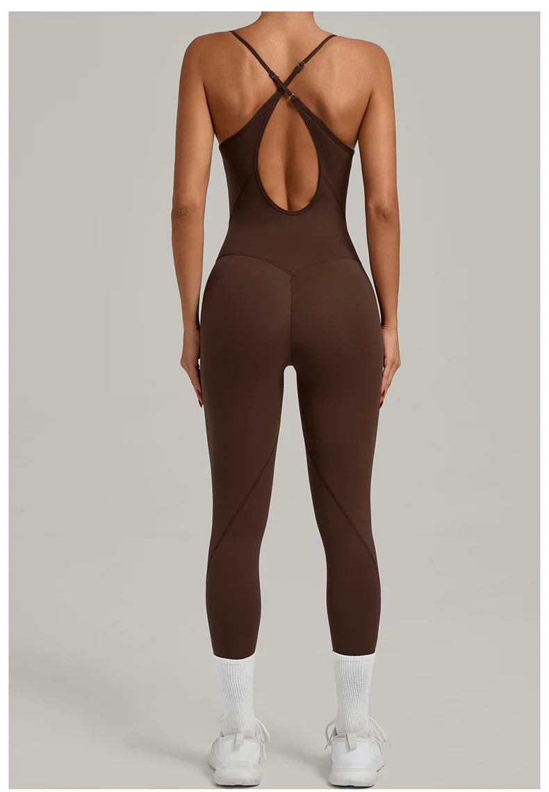 TRY TO BN Sports Jumpsuit Yoga Cross Adjustable Shoulder Straps Fitness Workout Bodysuit One Piece Sportswear Gym Women Clothing