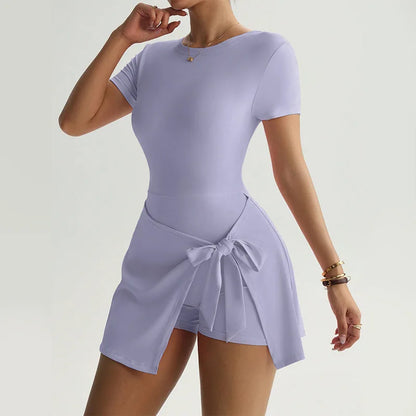 TRY TO BN Yoga Jumpsuit Sports Skirt Breathable Sportswear Fitness Workout Bodysuit One Piece Set Tennis Skirt Gym Woman Clothes