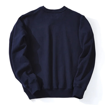 Men's Amekaji 490g Heavyweight French Terry Sweatshirt - Solid Color Crew Neck Pullover Kangaroo Pocket Thick Hoodie
