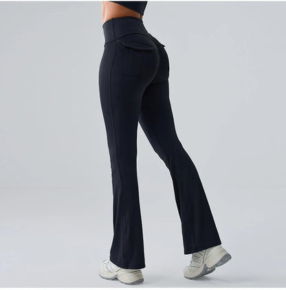 Flares Leggings Women Bell-bottoms Sports Yoga Leggings High Waist Tights Scrunch Butt Yoga Flares Pants Push Up Gym Leggings